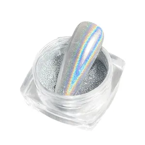 BOKO 0.3g/pc Hot Sale Electroplating Silver Laser Powder For Nails Art holographic pigment Nail Powder Mirror Nail Powder