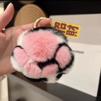 Porte-clés en peluche patte de tigre mignonne avec pompon, en fourrure de lapin, breloque de sac, décoration de sac à main, porte-clés de voiture, vente en gros