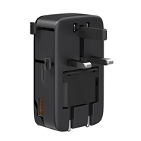 Adaptateur de voyage universel 3 ports Adaptateur secteur avec 1 AC 2 USB-A 2 ports USB-C PD 25W Ultra fin Nano prise de voyage