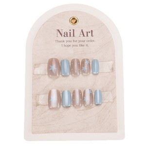 TikTok nuevo usable Blue Star Polka Dot Cat Eye brillo puntas de uñas de gama alta 30 piezas desmontables - Product Image 5