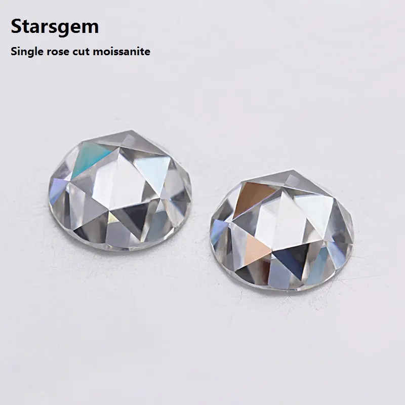 Starsgem 도매 0.8 캐럿 단일 로즈 컷 라운드 moissanite 다이아몬드 사용 고급 보석 화이트 컬러