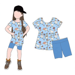 <span class=keywords><strong>Abbigliamento</strong></span> Personalizzato per Bambini per la Festa dell'Indipendenza, Set Due Pezzi con Abito Corto in Bambù e Pantaloncini <span class=keywords><strong>da</strong></span> Ciclismo per Bambine - Product Image 5