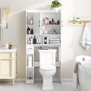 Vente en gros d'usine d'étagère de ferme peu encombrante de style moderne <span class=keywords><strong>au</strong></span>-<span class=keywords><strong>dessus</strong></span> des toilettes avec étagères ouvertes et armoire de rangement - Product Image 2