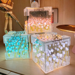 Tulip ánh sáng ban đêm Rubik của Cube handmade <span class=keywords><strong>DIY</strong></span> vật liệu hoa hồng để bạn gái sinh nhật Valentine Quà Tặng <span class=keywords><strong>Led</strong></span> Tulip hoa bảng đèn - Product Image 5