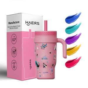 Haers gepersonaliseerde logo voedselveilige geïsoleerde sportfles voor kinderen met rietje - Product Image 1