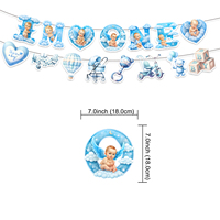 PAISTAR Kit de Décoration Personnalisé pour Fête de Révélation du Sexe du Bébé Garçon et 1er Anniversaire – Guirlande de Drapeaux en Papier, Décorations de Gâteau et Ensemble de Ballons Spirales