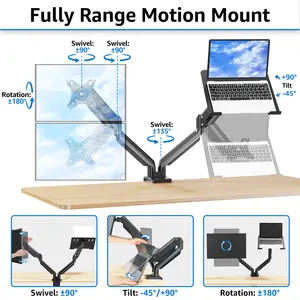 Mountp Laptop 13 "ke 17 inci, lengan Monitor Laptop pegas Gas layar Monitor hingga 32 inci