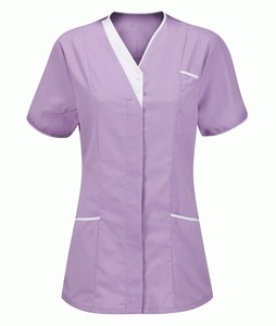 Venta al por mayor Popular Peluquería SPA Salón de uñas Uniforme Terapeuta Cuello en V Cuidadores Uniforme Enfermería Túnica Top - Product Image 4