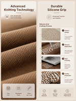 Chaussettes de sécurité antidérapantes Premium XL marron avec bande antidérapante pour les soins à domicile et le yoga