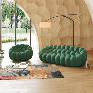 Atunus muebles de sala de estar italiano 3D nido de abeja tela de malla curvada burbuja verde sofá 3 plazas fútbol sofás sofá - Product Image 1