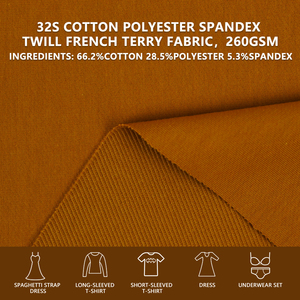Tela de Felpa Francesa 32S de Algodón, Poliéster y Spandex, 185 cm de Ancho, 260 g/m², Tejido Elástico Suave para Sudaderas, Pantalones Deportivos y Conjuntos Casuales - Product Image 2