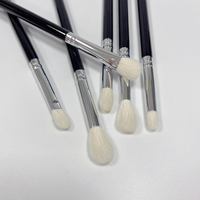 Individuelles Logo 6-teiliges Gratis-Muster Schwarzes Make-up-Pinsel-Set Ziegenhaar Augenbrauen-Blending Lippen-Lidschatten-Pinsel für die Augenpflege