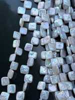 Perles d'eau douce naturelles blanches Edwin, forme carrée, 28 trous, haute qualité, 10,5-11,5 mm, perles en vrac pour la fabrication de bijoux