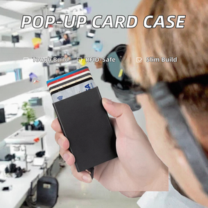 Porte-cartes élégant en aluminium pour homme avec blocage RFID, ouverture automatique, poche pour 6 cartes, mini portefeuille, cadeau pour la fête des pères - Product Image 2