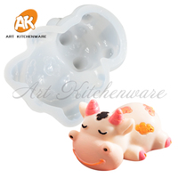 AK Moules en Silicone Vache Glace Chocolat Savon Bougie pour Gâteau Mousse, Moule Silicone 3D Artisanat Résine Décoration