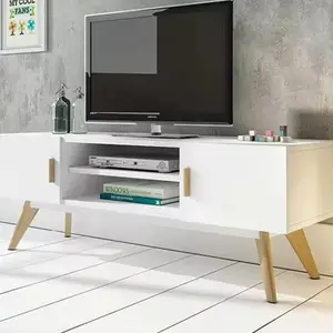 नवीनतम डिजाइन उच्च गुणवत्ता वाले सफेद रंग के लिविंग रूम फर्नीचर टीवी शोकेस एमडीएफ मेलामाइन टीवी यूनिट टेबल वॉल कैबिनेट
