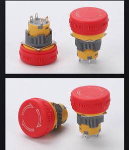 Bouton d'urgence rouge 1NO1NC à tête champignon avec borne à broche et interrupteurs à bouton-poussoir en plastique de 16 mm, courant 3A, tension 250V - Product Image 6
