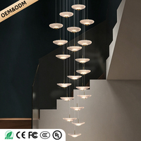 Lustre suspendu moderne à LED pour escalier, luminaire en verre doré, design de plafonnier suspendu, pour villa, loft, escalier