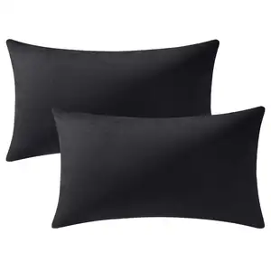 2024 Black Pillow Covers 12x20 Inch 2 Pack Cozy Soft Velvet Rectangular Throw Pillow Cases for Farmhouse Home Decor