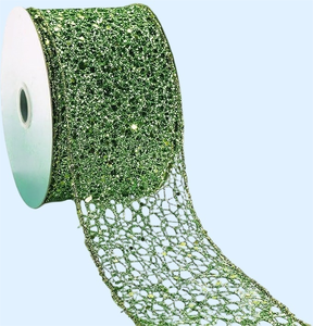Glitter Wired <strong>Ribbon</strong> for Christmas Tree Sparkling <strong>Mesh</strong> <strong>Ribbon</strong> 2.5 Inch X 10 Yard Wired Edge for Gift Wrapping Crafts Wreath - Product Image 3