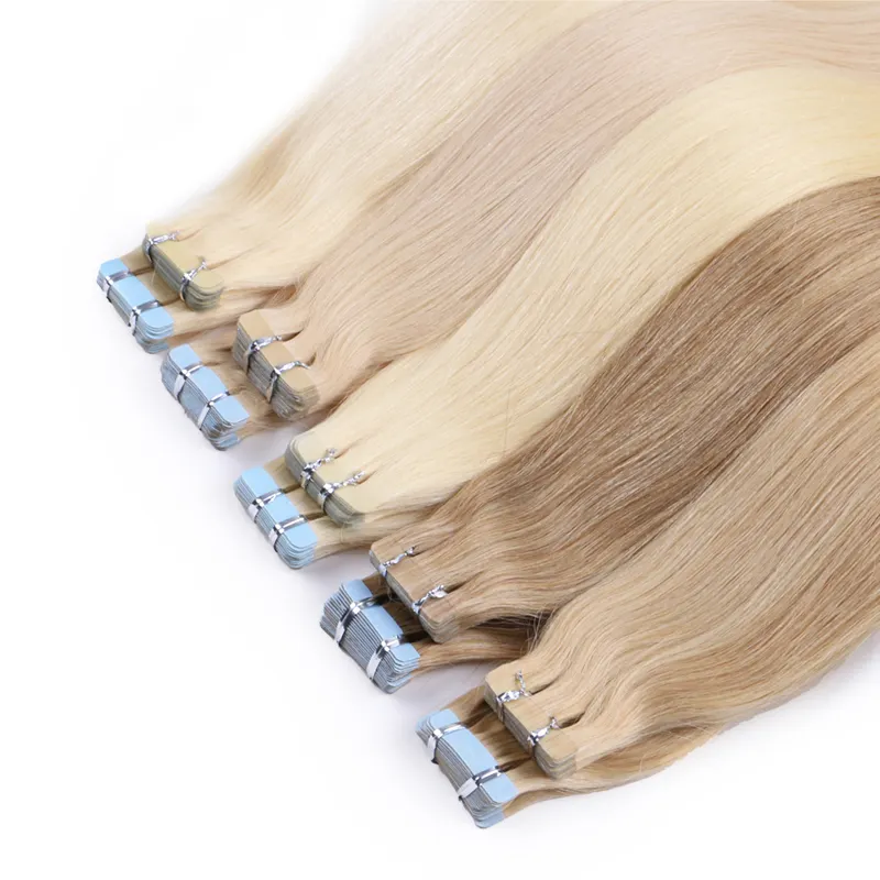 Groothandel 12a Grade Maagdelijke 100 Menselijk Haar Dubbel Getekend Onzichtbare Tape Hair Extensions Natuurlijke Remy Tape Haarverlenging