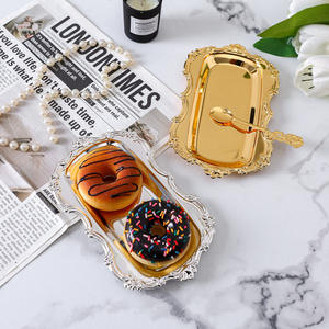 Plateau de service en relief vintage-Plateau à dessert et à collation | Organisateur de rangement de bijoux | Décor de table à manger - Product Image 5