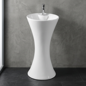 Glossy Rectangle Ceramic Wash Basin Pedestal Set Premium Bathroom Sink Wall Fixed Full Pedestal Lavabo - Product Image 4