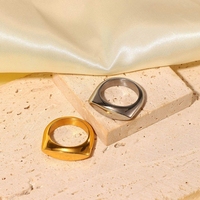 Nouvelle arrivée simple bijoux à la mode 18k plaqué or anneaux dorés bagues pour femmes en acier inoxydable