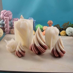 Xoắn ốc hình nón Silicone nến khuôn mẫu hình học khuôn mẫu cho Nến làm nhựa xà phòng đúc Xmas trụ cộ<span class=keywords><strong>t</strong></span> hình dạng cây khuôn mẫu - Product Image 1