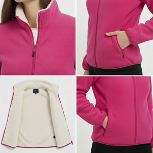 女式保暖柔软抓绒夹克拉链立领户外徒步休闲叠穿开衫 - Product Image 5