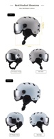 Casque de ski avec lunettes intégrées, visière relevable, compatible OTG, 12 ports de ventilation, bord en éponge, doublure chaude, pour hommes et femmes, vente en gros