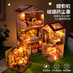 บ้านจำลองไม้ประกอบเอง DIY ขนาดเล็ก 13ซม.*13ซม.*12ซม. ของขวัญวันเกิด ปีใหม่ ฉากบ้าน - Product Image 3