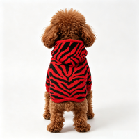 Pull à capuche pour chien à rayures zébrées, doublé en polaire, fermeture éclair, tricoté, vêtements pour animaux de compagnie, hiver