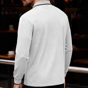 Polo à manches longues pour hommes, vert armée, couleur unie, tenue décontractée pour les sorties et les rendez-vous, taille Xl - Product Image 4