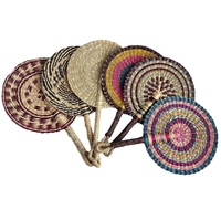 Éventail en paille tressé à la main, style nordique, avec éléments africains, portable et robuste, pour décoration murale et fêtes