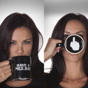 Creative hanno una bella giornata tazza di caffè dito medio tazza divertente per caffè latte tazze da tè regali novità - Product Image 2
