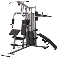 TOPFIT Appareil de musculation multifonctionnel à trois stations pour la maison avec banc de redressement et barres parallèles, pile de poids de 150 LBS