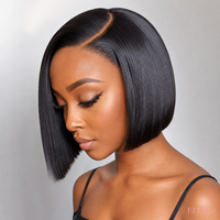 Perruques Bob en cheveux humains bruts à cuticules alignées, cheveux péruviens, double trame frontale, sans colle, ultra-lisses, longs, en dentelle, cheveux brésiliens