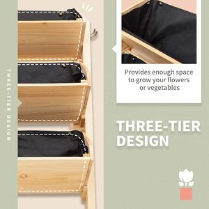 Planteur pour plantes de jardin, lit surélevé à 3 niveaux, avec crochets latéraux et plateau de rangement, fournitures de jardin - Product Image 3