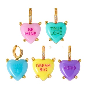 Tùy Chỉnh Valentine Bông Tai Được Tôi Tình Yêu Thực Sự Thả Bông Tai 18K Mạ Vàng Zircon Acrylic Tim Thư Bông Tai Cho Phụ Nữ - Product Image 1