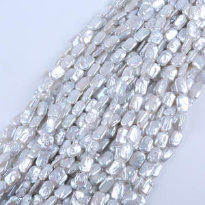 Chaîne de perles de culture d'eau douce de forme baroque de 11-12 mm, perles carrées DIY, perles naturelles en vrac, perles carrées de 11-12 mm, perles naturelles - Product Image 1