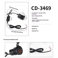 Chargeur de voiture étanche Offre Spéciale avec interrupteur, prise de chargeur à double port USB pour téléphone portable modifié