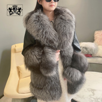 Janefur Vestes en fourrure de mouton pour femmes Manteaux d'hiver en fourrure véritable Veste en cuir pour femme de grande taille avec fourrure