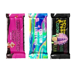 Tùy chỉnh Hologram cấp thực phẩm nhựa gối hình dạng Pouch trở lại con dấu thanh sô cô la wrapper bao bì túi