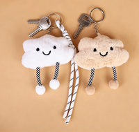 Porte-clés en peluche nuage souriant mignon, écologique, forme 3D, pendentif rembourré, mousqueton, breloque de sac, cadeau personnalisé, support de clés