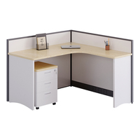 Poste de travail de bureau en forme de T pour 2 personnes avec armoire de rangement latérale et meuble à tiroirs mobile, bureau cloisonné pour personnel