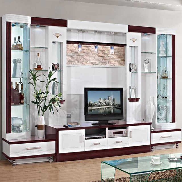 Classical Style OEM Living Room Tv Cabinet with Led Light Tv Stand