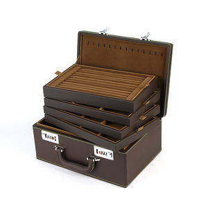 3 Layer Leather Jewelry case Custom Jewelry Storage <b>Boxes</b> Packaging With Handle for Ring Earing - Product Image 1
