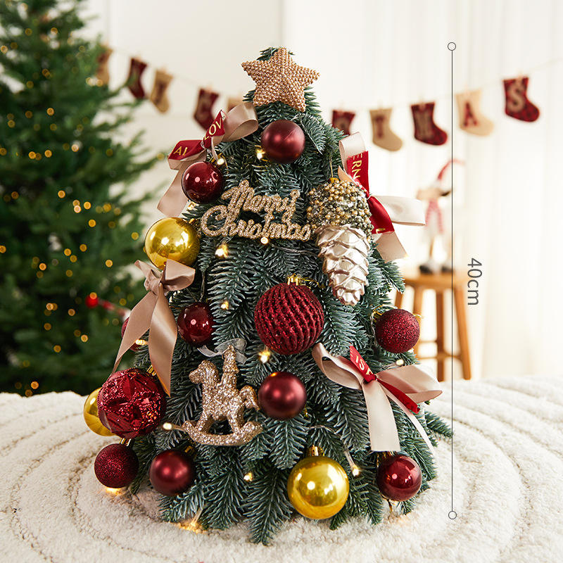 Pe christmas tree with lights-40cm champagne gold knight