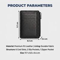 Dompet Kartu Kulit PU Premium dengan Kantong Resleting, Tempat Kartu Kredit Tipis, Dapat Dibuat Custom untuk Hadiah Perusahaan